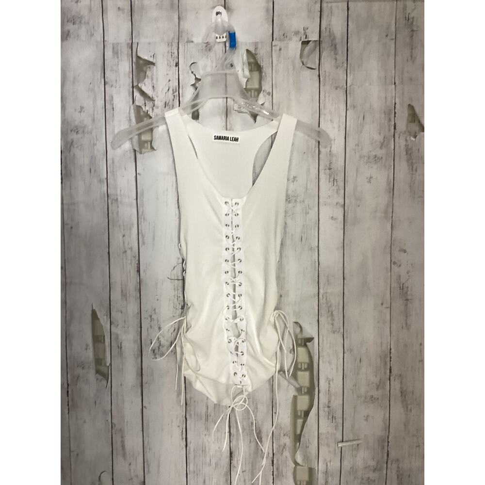 Samaria Leah Lace Up Tank Size Medium for Women White